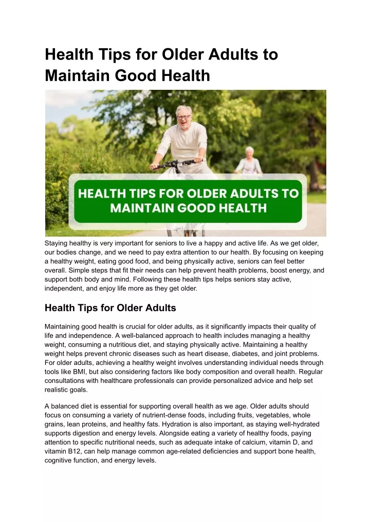 health tips for older adults to maintain good