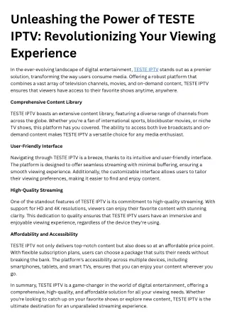 unleashing the power of teste iptv