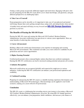 How to Pass Microsoft MS-101 Exam with MS-101 Dumps Questions: Expert Advice