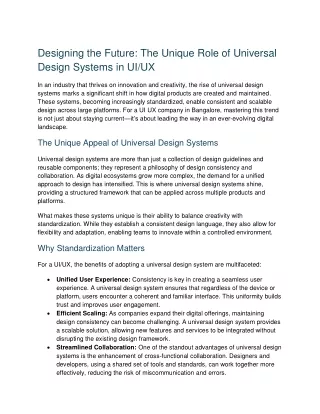 Designing the Future The Unique Role of Universal Design Systems in UI UX