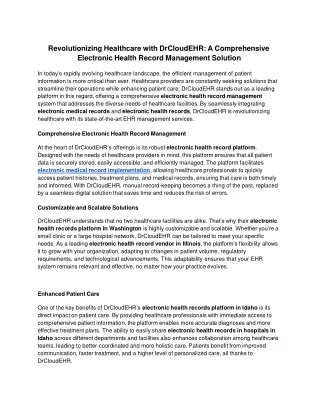 revolutionizing healthcare with drcloudehr
