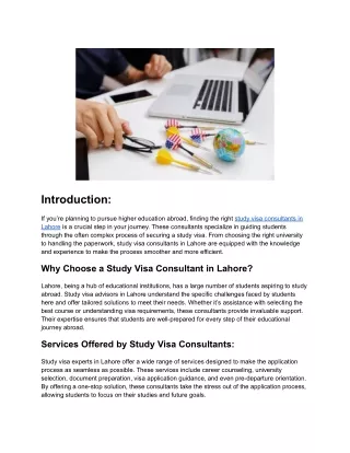 Study visa consultants in Lahore