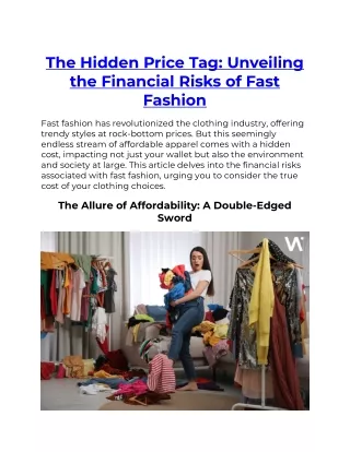 The Hidden Price Tag Unveiling the Financial Risks of Fast Fashion