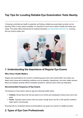 top tips for locating reliable eye examination