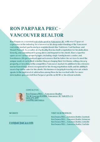 Ron Parpara PREC - Vancouver Realtor
