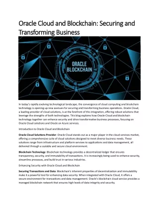 oracle cloud and blockchain securing and oracle