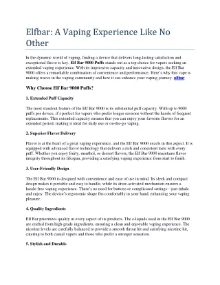 elfbar a vaping experience like no other