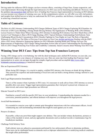 Winning Your DUI Case: Tips from Top San Francisco Lawyers