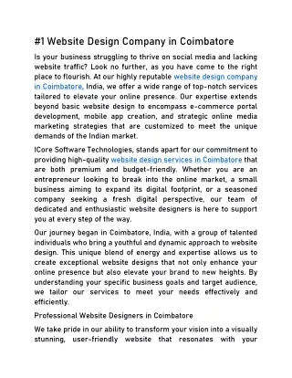 No.1 Website Design Company in Coimbatore