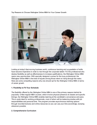 Top Reasons to Choose Welingkar Online MBA for Your Career Growth