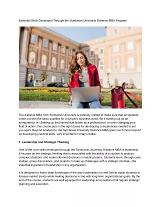 Essential Skills Developed Through the Symbiosis University Distance MBA Program