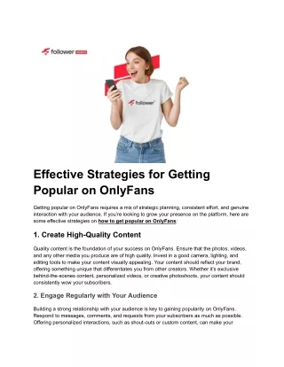Effective Strategies for Getting Popular on OnlyFans