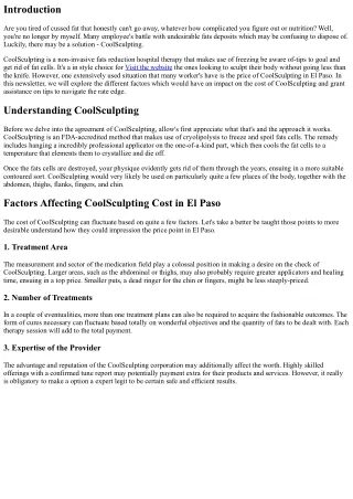 Navigating the Price Point of CoolSculpting in El Paso