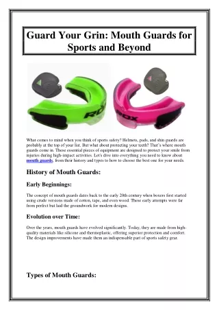 Guard Your Grin Mouth Guards for Sports and Beyond