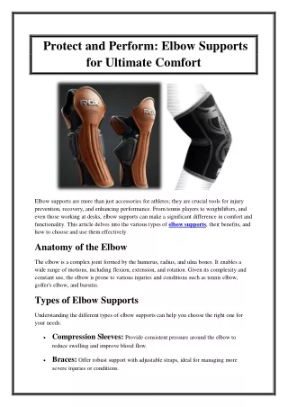 Protect and Perform Elbow Supports for Ultimate Comfort