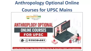 Anthropology Optional Online Courses for UPSC Mains