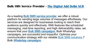 Bulk SMS Service Provider - The Digital Add Delhi NCR