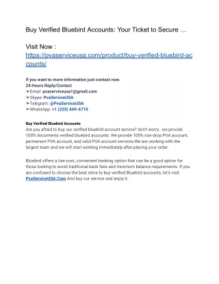 Buy Verified Bluebird Account – Verified Bluebird Accounts for Sale