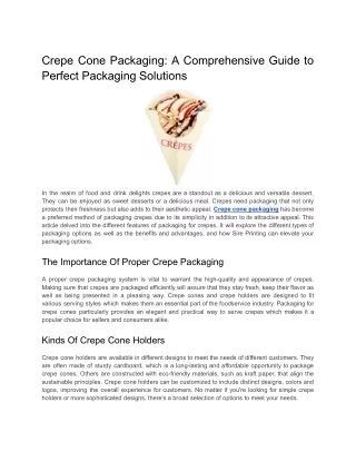 Crepe Cone Packaging_ A Comprehensive Guide to Perfect Packaging Solutions