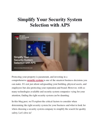 Simplify Your Security System Selection with APS (1)