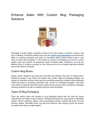 Enhance Sales With Custom Mug Packaging Solutions