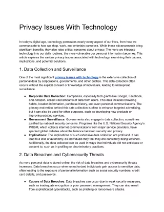 Privacy Issues With Technology