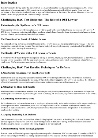 Challenging Blood Alcohol Concentration (BAC) Test Lead To Court