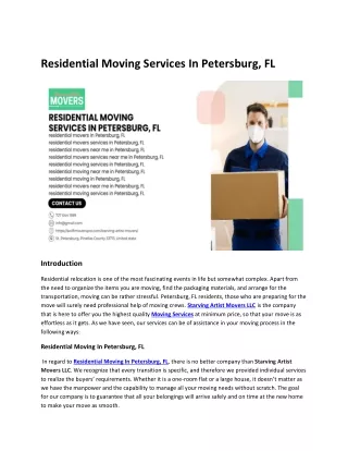 Residential Moving Services In Petersburg
