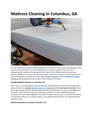 Mattress Cleaning In Columbus, GA