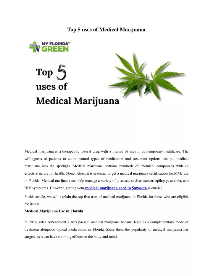 top 5 uses of medical marijuana