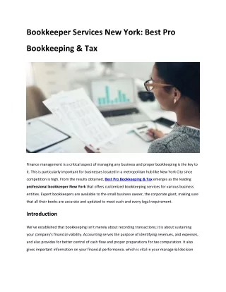 Bookkeeper Services New York