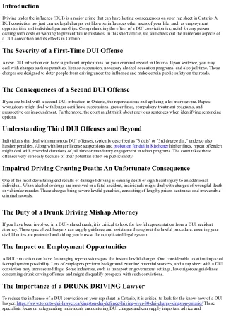 The Impact of a DUI Conviction on Your Criminal Record in Ontario