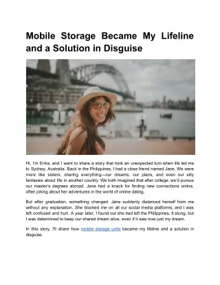 mobile storage became my lifeline and a solution