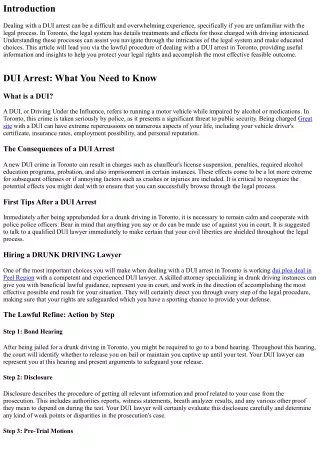The Legal Refine of Handling a DUI Arrest in Toronto