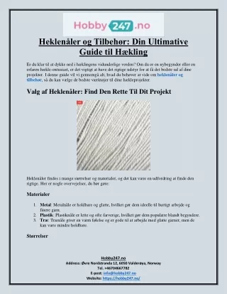Heklenåler og Tilbehør Din Ultimative Guide til Hækling