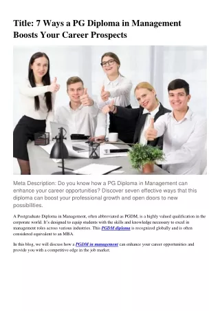 7 Ways a PG Diploma in Management Boosts Your Career Prospects