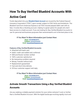 Where Can I Buy Verified Bluebird Accounts in 2024