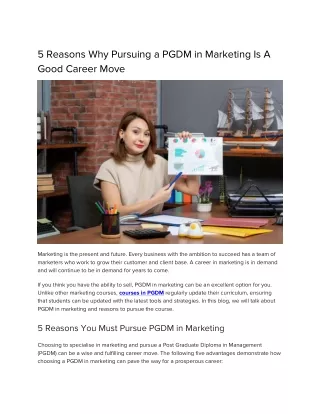 5 Reasons Why Pursuing a PGDM in Marketing Is A Good Career Move
