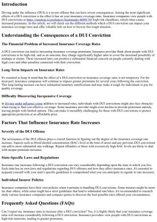 The Effect of a DUI Conviction on Your Insurance Coverage Rates