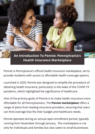 An Introduction To Pennie: Pennsylvania's Health Insurance Marketplace