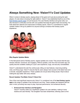 always something new vision11 s cool updates