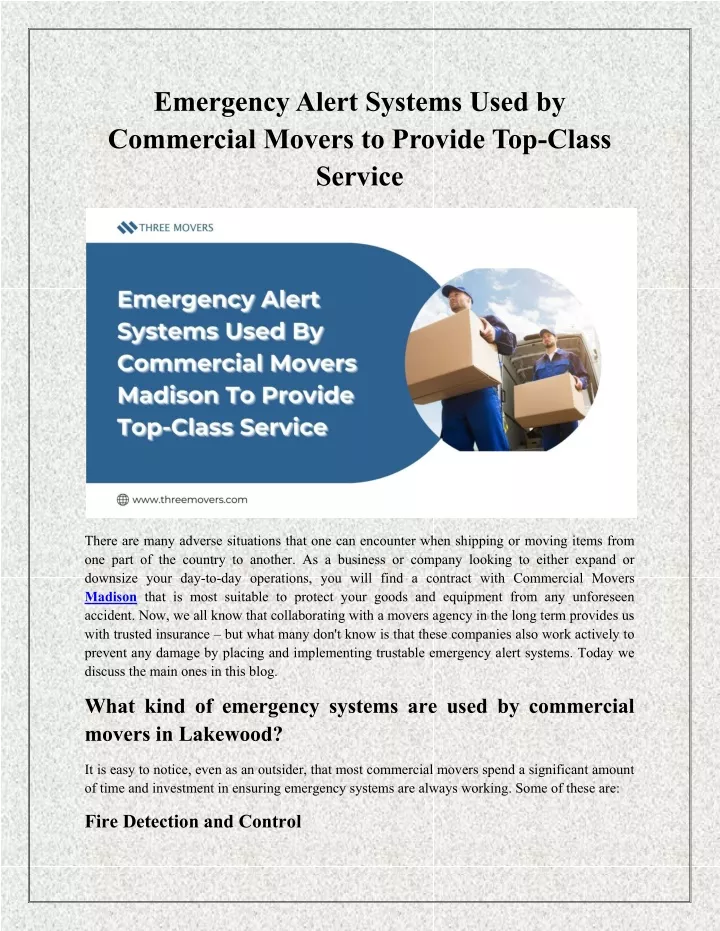 emergency alert systems used by commercial movers