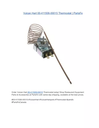Vulcan Hart 00-411506-00015 Thermostat | PartsFe