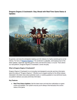 dragons dogma 2 crackwatch stay ahead with real