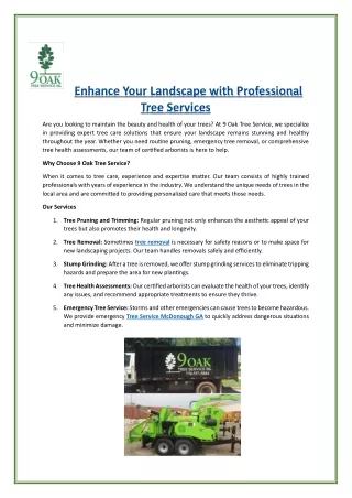 enhance your landscape with professional tree