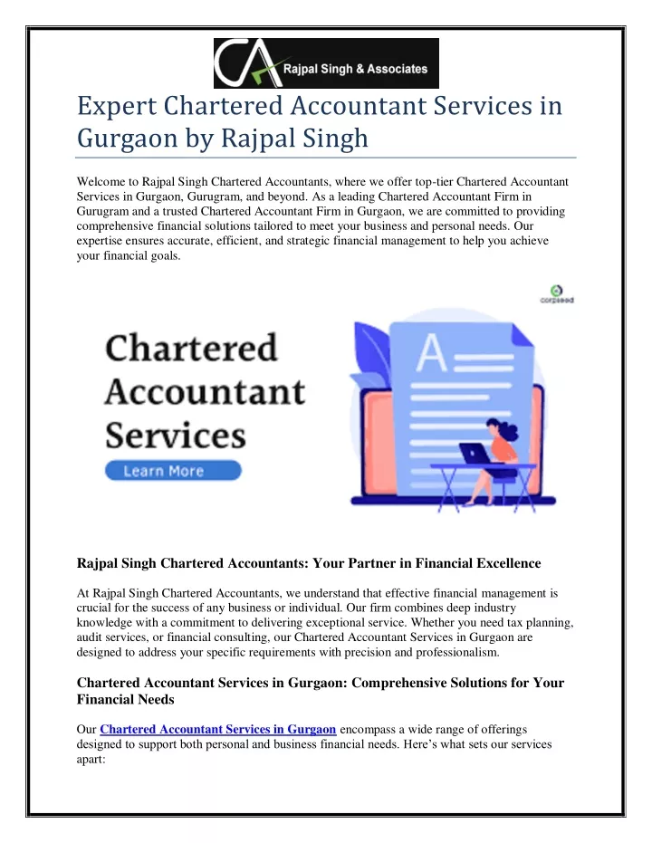 expert chartered accountant services in gurgaon