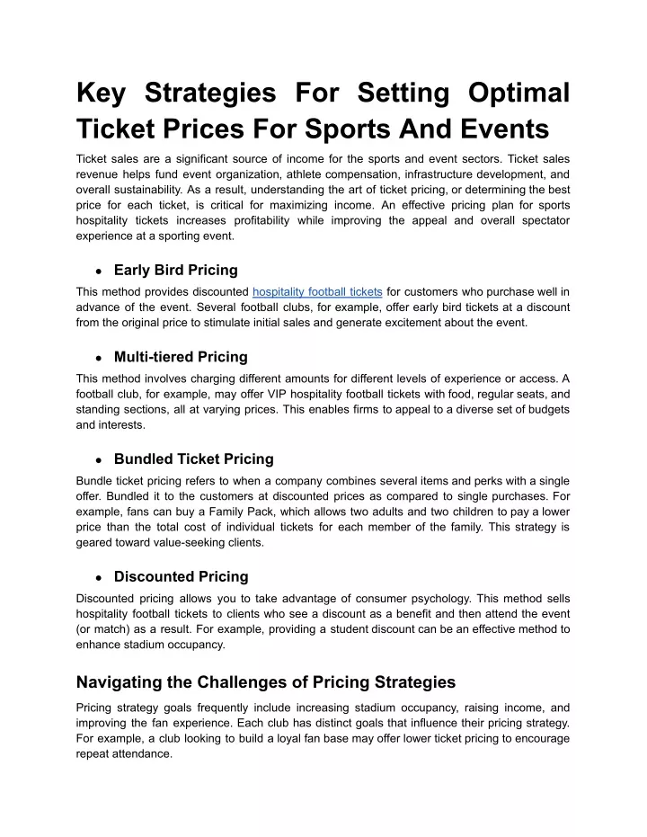 key strategies for setting optimal ticket prices