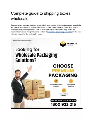 Complete guide to shipping boxes wholesale
