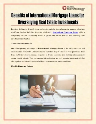 Benefits of International Mortgage Loans for Diversifying Real Estate Investments