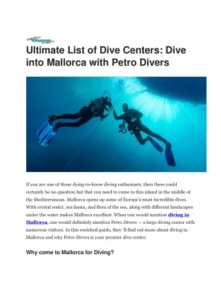 Ultimate List of Dive Centers Dive into Mallorca with Petro Divers